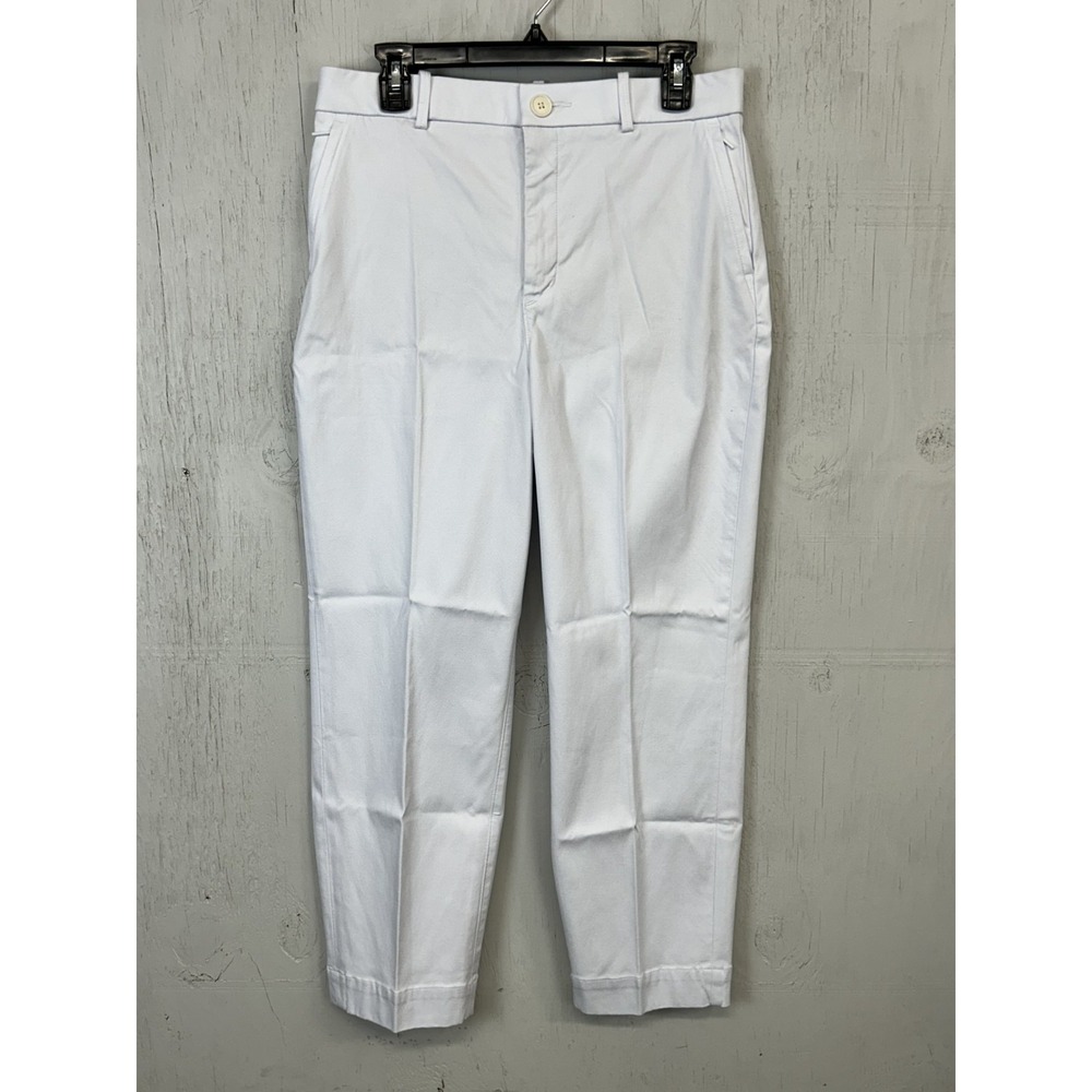 Spanx Pants Womens White Slim Straight Stretch Pull On Pants Size L Ankle New